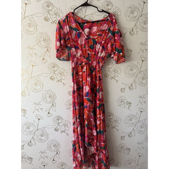 Abel The Label  Dress Womens Size Small Maxi Pink Floral Flowy Watercolor  027 - Picture 1 of 6